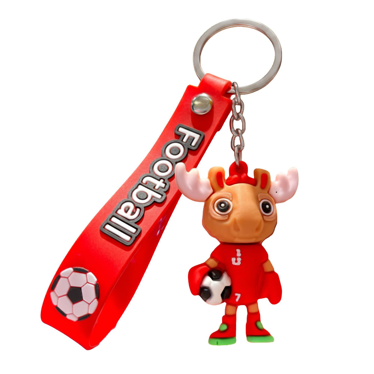 Breloc Chei, Flippy, Model Cerb, Mascota de Fotbal, Cupa Mondiala, Accesoriu Pentru Chei si Rucsac, Cauciuc Moale, 26 g, 6.2 x 3.4 cm, Rosu - vivimall.ro