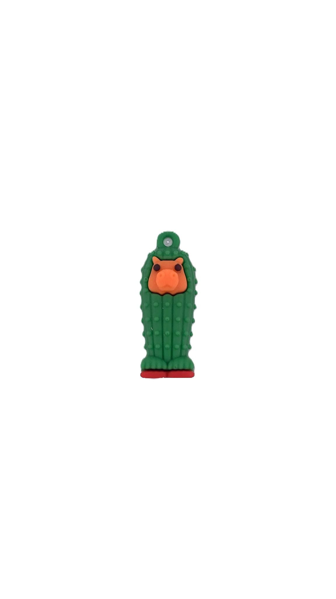 Breloc de Chei din Silicon, Flippy, Figurina Brainrot Cacto Hipopotamo, 4 cm, Verde - vivimall.ro
