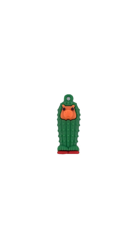 Breloc de Chei din Silicon, Flippy, Figurina Brainrot Cacto Hipopotamo, 4 cm, Verde - vivimall.ro