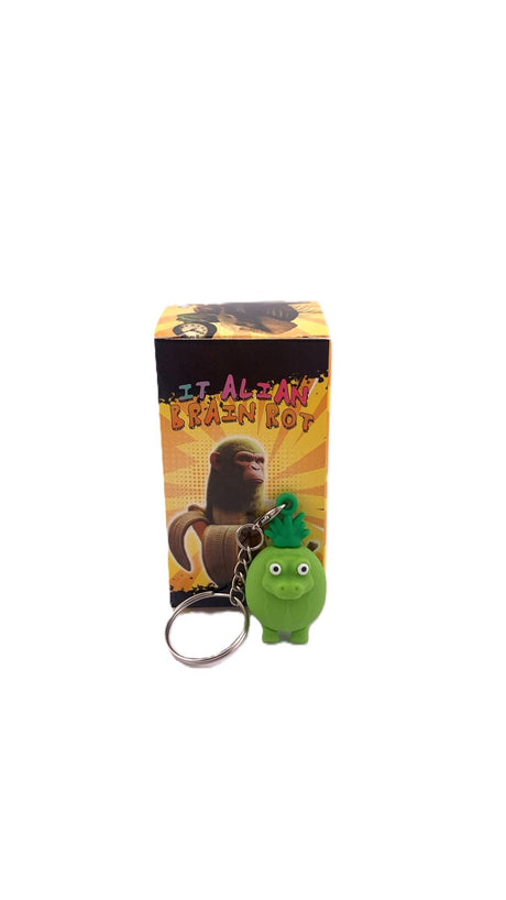 Breloc de Chei din Silicon, Flippy, Figurina Brainrot Gingobalo Gingobali, 4 cm, Verde - vivimall.ro