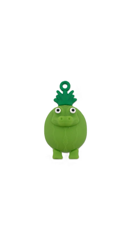 Breloc de Chei din Silicon, Flippy, Figurina Brainrot Gingobalo Gingobali, 4 cm, Verde - vivimall.ro