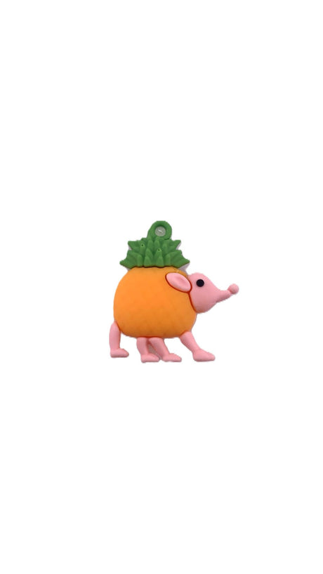 Breloc de Chei din Silicon, Flippy, Figurina Brainrot Snooffi Zeffirulli, 4 cm, Portocaliu/Verde - vivimall.ro