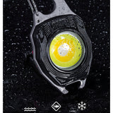 Breloc Multifunctional, Vivimall, Model W5147, Kit Supravietuire, Lanterna, Bricheta, Fluier, din ABS/Aluminiu, Alimentare USB, Negru/Portocaliu - vivimall.ro