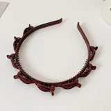 Bentita de Par pentru Femei, Vivimall, Agrafa Stil Coreean, Accesoriu pentru Par cu Textura MultiStrat, 13 x 11.5 cm, Coffee - vivimall.ro