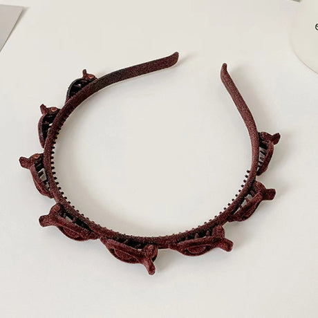 Bentita de Par pentru Femei, Vivimall, Agrafa Stil Coreean, Accesoriu pentru Par cu Textura MultiStrat, 13 x 11.5 cm, Coffee - vivimall.ro