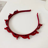 Bentita de Par pentru Femei, Vivimall, Agrafa Stil Coreean, Accesoriu pentru Par cu Textura MultiStrat, 13 x 11.5 cm, Rosu - vivimall.ro