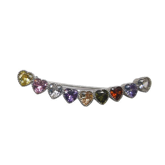 Brosa din Argint 925 Semicerc Inimi Colorate - vivimall.ro