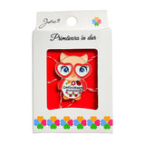 Martisor Brosa Mica in Cutie, Jolie, Model Bufnita O Educatoare Minunata, Metal, 5 x 3 cm, Multicolor - vivimall.ro