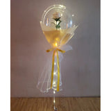 Buchet Decorativ, Vivimall, Trandafir in Balon cu Lumini Led, Diametru 35 cm, 2 x Baterii AA (neincluse), Sampanie - vivimall.ro