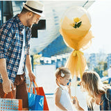 Buchet Decorativ, Vivimall, Trandafir in Balon cu Lumini Led, Diametru 35 cm, 2 x Baterii AA (neincluse), Sampanie - vivimall.ro