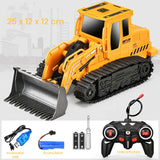 Buldozer cu Senile Jucarie pentru Copii, Vivimall, Jucarie Buldozer cu Telecomanda, Jucarie de Constructie, Acumulator cu Incarcare USB, 25 x 12 x 12 cm, Galben - vivimall.ro