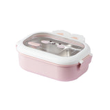 Cutie Pentru Pranz Sau Gustari, Cu Doua Compartimente, Model Iepuras, Pentru Copii Si Adulti, Etansare, Pp, Perfect Pentru Scoala Si Birou, 1000 Ml, 22X17.8X8 Cm - vivimall.ro