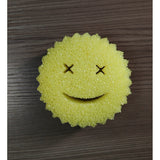 Burete de Vase, Vivimall, Rotund, din Burete PU, Model Smiley Face, Doua Fete, 10 x 4 cm, Galben - vivimall.ro