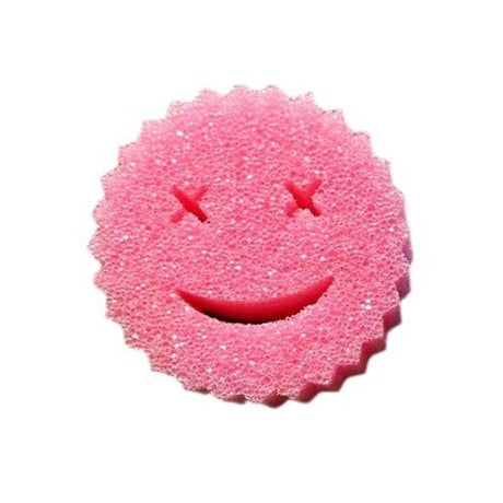 Burete De Vase, Rotund, Din Burete Pu, Model Smiley Face, Doua Fete, 10 X 4 Cm, Roz/Galben - vivimall.ro