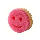 Burete de Vase, Vivimall, Rotund, din Burete PU, Model Smiley Face, Doua Fete, 10 x 4 cm, Roz/Galben - vivimall.ro