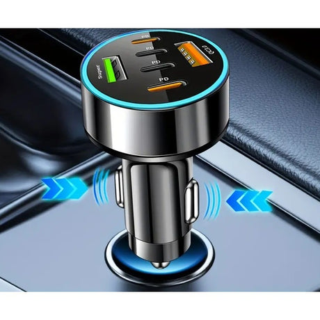 Incarcator Auto 6 in 1, Vivimall, 2 x Port USB Fast Charge QC3.0 si 4 x Type C, PD 65W, Negru - vivimall.ro