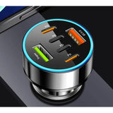 Incarcator Auto 6 in 1, Vivimall, 2 x Port USB Fast Charge QC3.0 si 4 x Type C, PD 65W, Negru - vivimall.ro