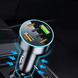 Incarcator Auto 6 in 1, Vivimall, 2 x Port USB Fast Charge QC3.0 si 4 x Type C, PD 65W, Negru - vivimall.ro