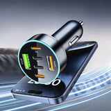 Incarcator Auto 6 in 1, Vivimall, 2 x Port USB Fast Charge QC3.0 si 4 x Type C, PD 65W, Negru - vivimall.ro