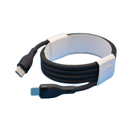 Cablu de Date impletit din Nailon, Flippy, Incarcare Rapida, Potrivit Compatibil cu iPhone, Cablu de Incarcare cu Power Delivery 20W, 2 m, Negru - vivimall.ro