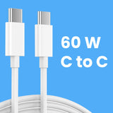 Cablu de Date pentru Telefon, Flippy, Cablu TYPE-C to TYPE-C Universal, Compatibil cu iOS si Android, Power Delivery 60W 130 cupru, 2 M, Simplu, Alb - vivimall.ro