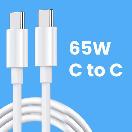 Cablu de Date pentru Telefon, Flippy, Cablu TYPE-C to TYPE-C Universal, Compatibil cu iOS si Android, Power Delivery 65W 130 cupru, 2 M, Simplu, Alb - vivimall.ro