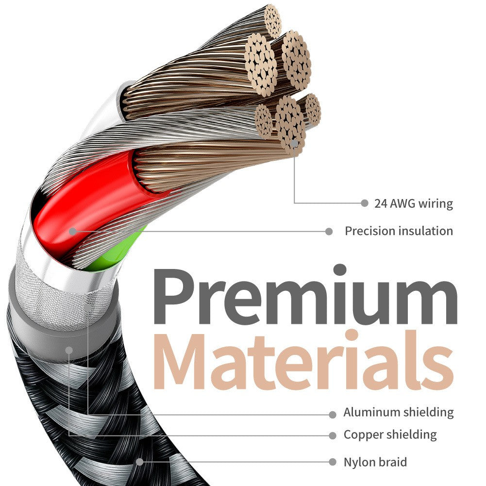 Cablu de Date pentru Telefon, Flippy, Cablu USB spre Lightning Compatibil cu iPhone, Lungime 3 M, Impletit Triunghiular in 2 culori, Rosu Negru - vivimall.ro