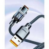 Cablu de Date Type C + USB, Vivimall, Încarcare Super Rapida, 120 W, Afișaj Digital LED, 1 m, Negru - vivimall.ro
