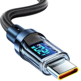 Cablu de Date Type C + USB, Vivimall, Încarcare Super Rapida, 120 W, Afișaj Digital LED, 1 m, Negru - vivimall.ro