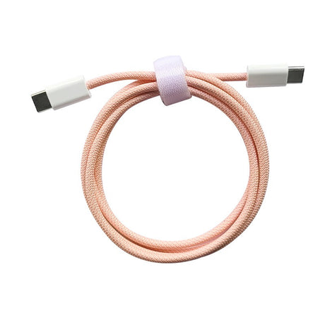 Cablu de Date Universal, Flippy, Incarcare Rapida, Type-C to Type-C Compatibil cu Telefon sau Tableta, Cablu de Incarcare Impletit din Nailon, 1 m, Roz - vivimall.ro