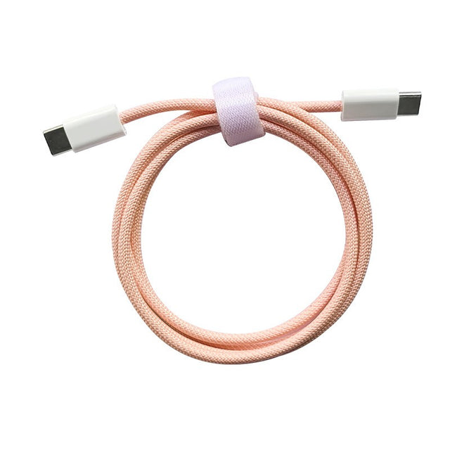 Cablu de Date Universal, Flippy, Incarcare Rapida, Type-C to Type-C Compatibil cu Telefon sau Tableta, Cablu de Incarcare Impletit din Nailon, 1 m, Roz - vivimall.ro
