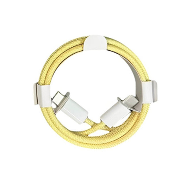 Cablu de Date Universal, Flippy, Incarcare Rapida, Type-C to Type-C Compatibil cu Telefon sau Tableta, Cablu de Incarcare Impletit din Nailon, 1 m, Galben - vivimall.ro