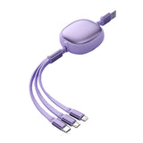 Cablu Retractabil Universal pentru Telefon, Flippy, Universal 3in1 pentru Orice Tip de Telefon, Micro-USB, Lightning, TYPE-C, 1.2M, Mov - vivimall.ro