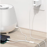 Cablu USB 3in1 Flippy SX - 21, USB la micro USB/USB-C/compatibil iphone, 3A, 1.2m (alb) - vivimall.ro