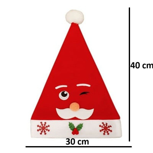 Caciula de Mos Craciun, Vivimall, Model 3 Mos Craciun cu Mustata, Marime Universala, Material Textil, 30 x 40 cm, Alb/Rosu - vivimall.ro