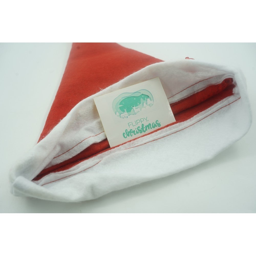 Caciulita de Mos Craciun,Flippy, cu braduti ,led si muzica, rosie, marime universala, poliester - vivimall.ro
