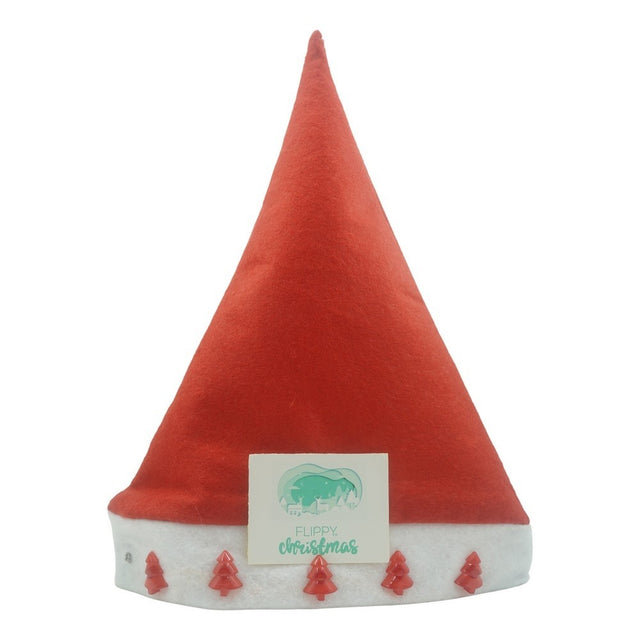 Caciulita de Mos Craciun,Flippy, cu braduti ,led si muzica, rosie, marime universala, poliester - vivimall.ro