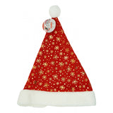 Caciulita de Mos Craciun, Vivimall,cu ornament auriu fulg de nea, rosie, marime universala, material textil - vivimall.ro