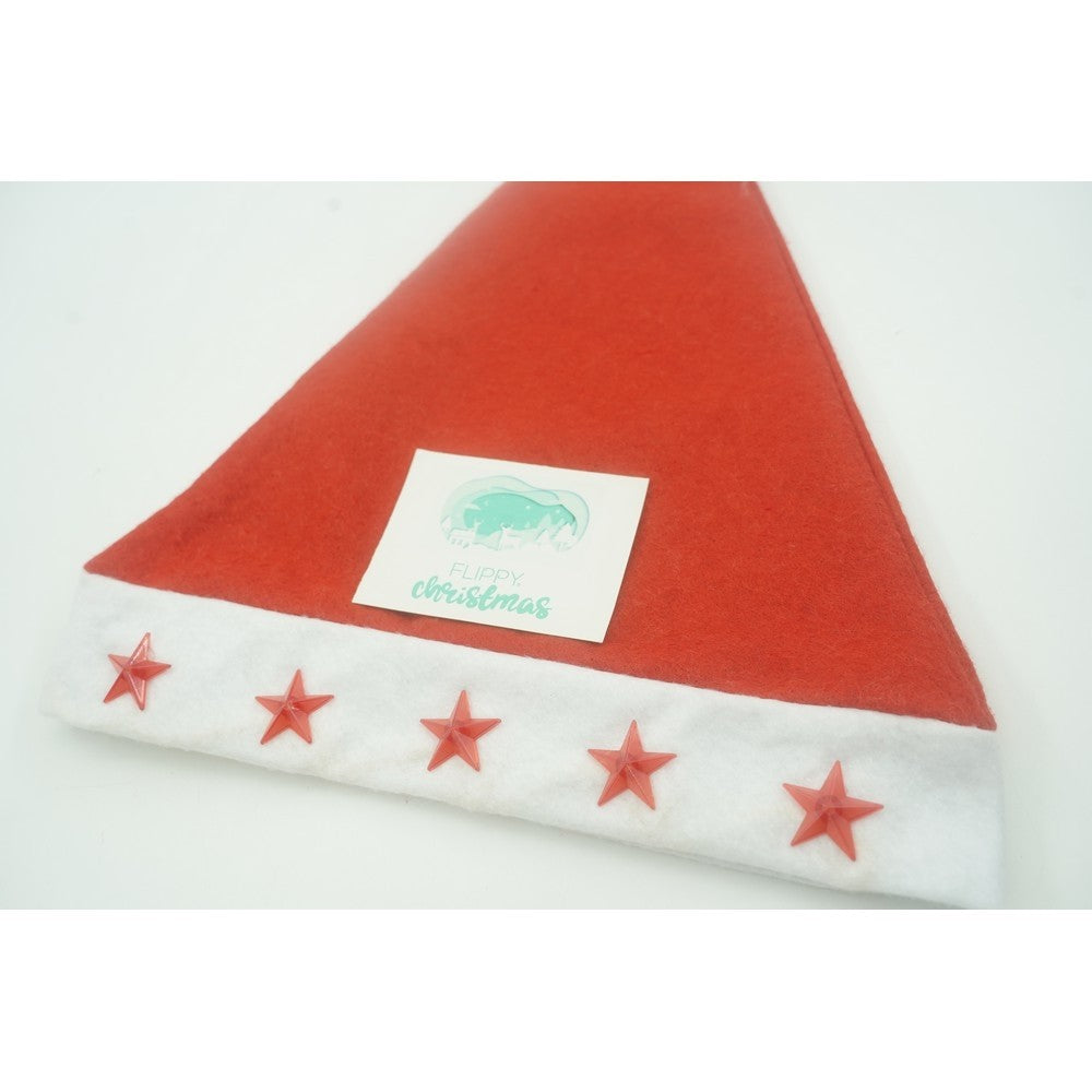 Caciulita de Mos Craciun,Vivimall, cu stele  ,led si muzica, rosie, marime universala, poliester - vivimall.ro