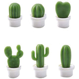 Set 6 Magneti de Frigider, Vivimall, Model Cactusi in Ghiveci, din ABS si Magnet, Verde/Alb - vivimall.ro