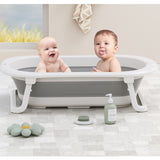 Cada de Baie Pliabila, Vivimall, cu Suport, Indicator de Temperatura, 0-8 Ani, din PP+TPR, 45 l Capacitate, 80 x 50 x 23 cm, Gri - vivimall.ro