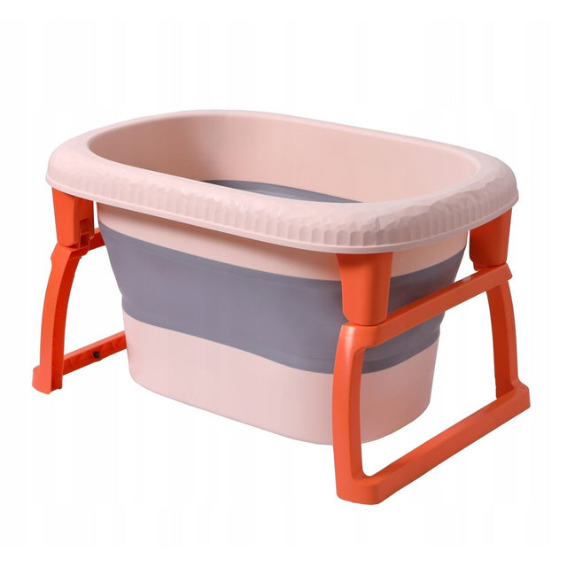 Cada Pliabila pentru Baie, Vivimall, din PP+TPE, pentru Copii 0-6 Ani, cu Picioare, Suport de Sezut, Scurgere Etans, 80 x 52 x 42 cm, Portocaliu - vivimall.ro