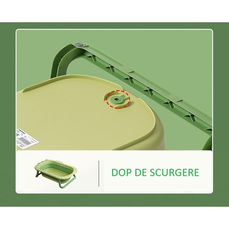 Cada Pliabila Pentru Baie, Din Pp+Tpr, Pentru Copii 0-6 Ani, Model Crocodil, Dop De Scurgere, 80X54X21 Cm - vivimall.ro