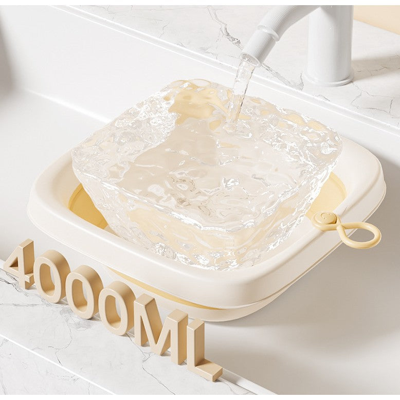 Cada Pliabila pentru Baie pentru Copii, Vivimall, Cadita pentru Bebelusi, Model Patrat pentru Fata, Galben, 32x27.5x3.7 cm, 4 L - vivimall.ro