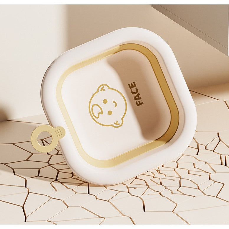 Cada Pliabila pentru Baie pentru Copii, Vivimall, Cadita pentru Bebelusi, Model Patrat pentru Fata, Maro, 30x30x3.5 cm, 3.5 L - vivimall.ro