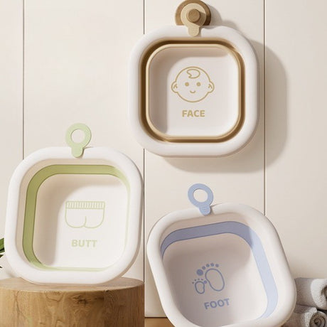 Cada Pliabila pentru Baie pentru Copii, Vivimall, Cadita pentru Bebelusi, Model Patrat pentru Fundulet, Verde, 30x30x3.5 cm, 3.5 L - vivimall.ro