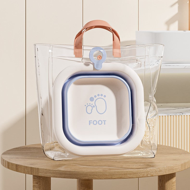 Cada Pliabila pentru Baie pentru Copii, Vivimall, Cadita pentru Bebelusi, Model Patrat pentru Picioare, Albastru, 30x30x3.5 cm, 3.5 L - vivimall.ro