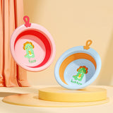 Cada Pliabila pentru Baie pentru Copii, Vivimall, Cadita pentru Bebelusi, Model Rotund cu Dinozaur, Blue, 30x30x3.7 cm, 4L - vivimall.ro