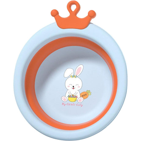 Cada Pliabila pentru Baie pentru Copii, Vivimall, Cadita pentru Bebelusi, Model Rotund cu Iepuras, Blue, 30x31x3.5 cm, 3.3 L - vivimall.ro