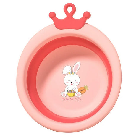 Cada Pliabila Pentru Baie Pentru Copii, Cadita Pentru Bebelusi, Model Rotund Cu Iepuras, 30X31X3.5 Cm, 3.3 L - vivimall.ro